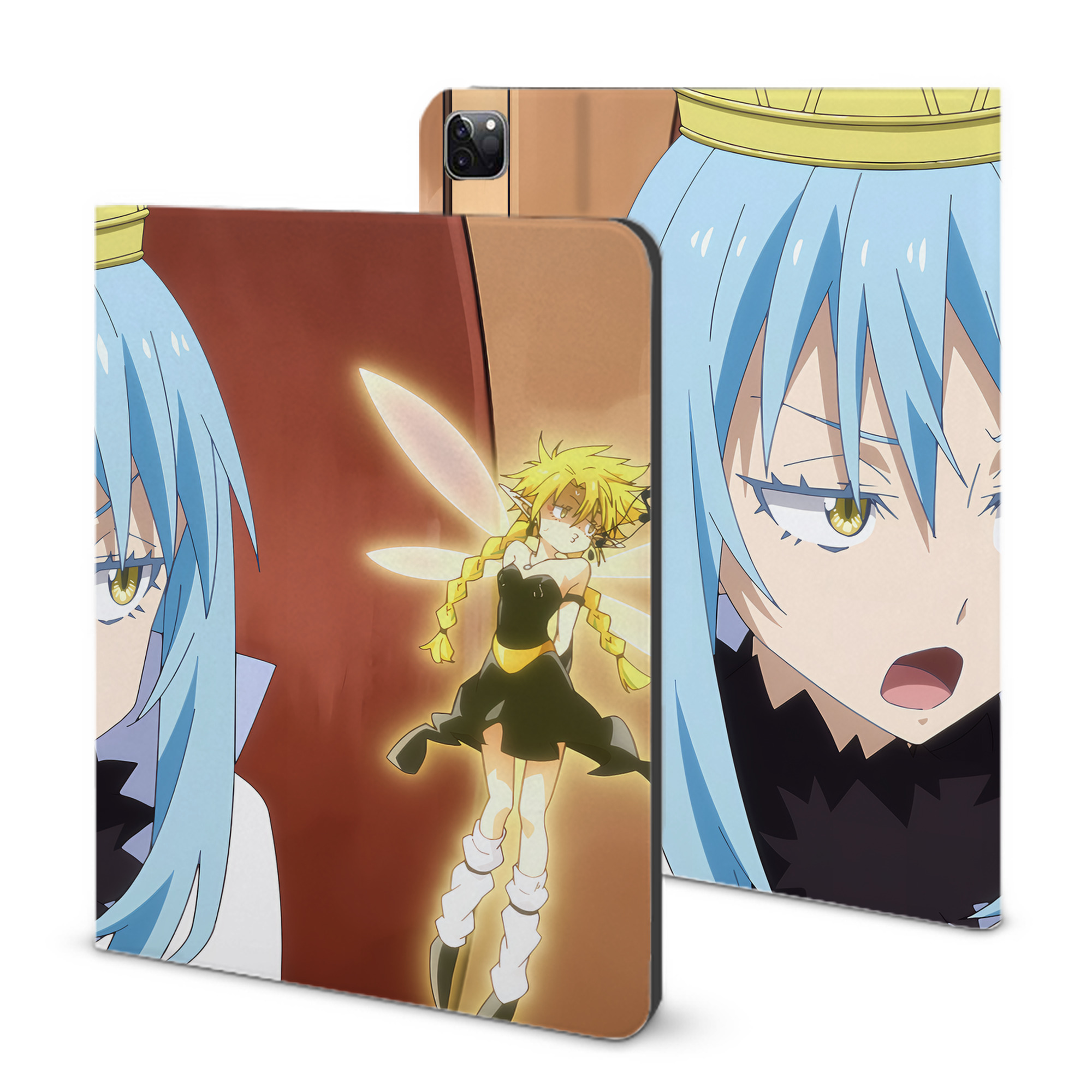 （画像用） 転スラ Regarding Reincarnated to Slime IPad ケース ブック型 PUレザー TPU 耐衝撃 軽量 薄型 ペン収納なし 全面保護 IPad 各モデル対応